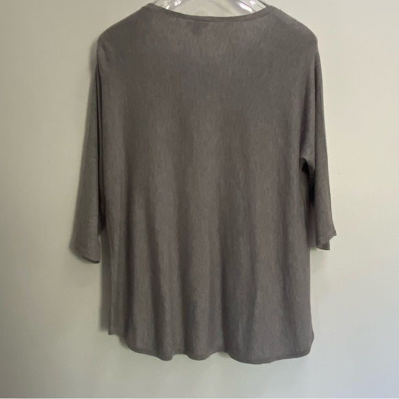 Ann Taylor Grey Sweater Top Cashmere Blend 3/4 Length Sleeve Size M Medium Soft - Picture 5 of 7